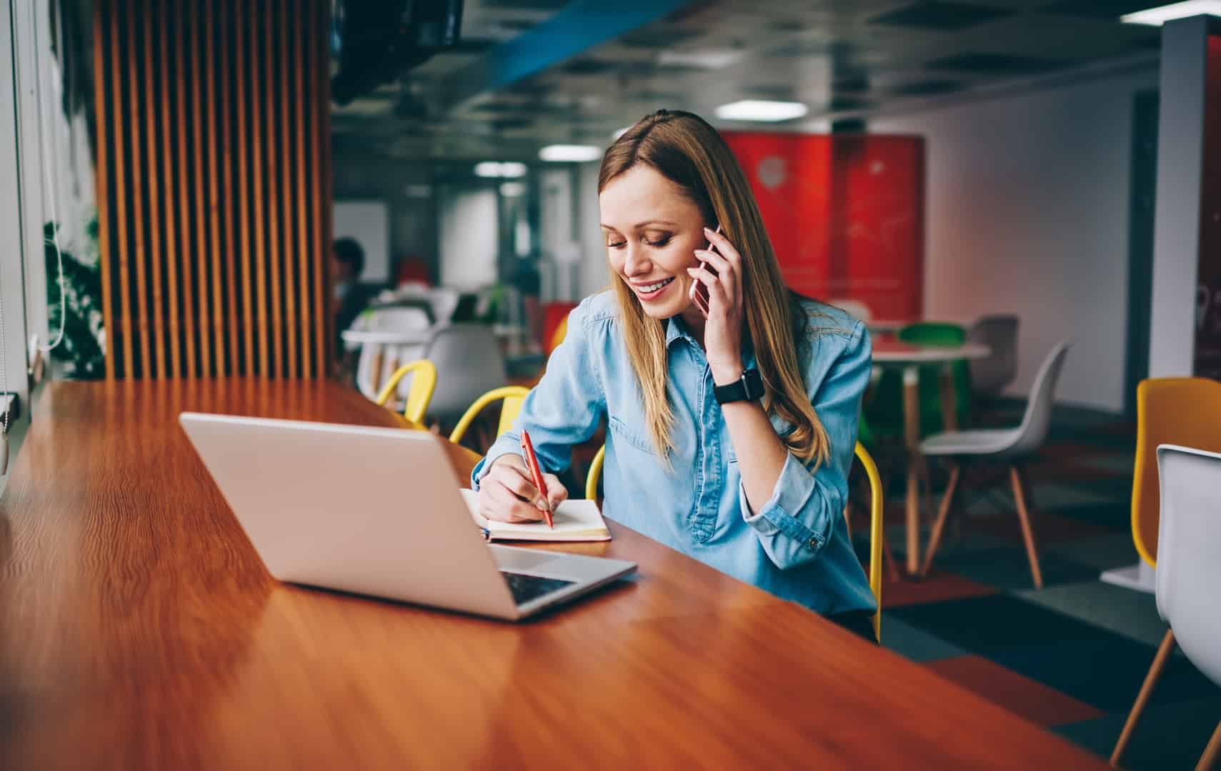 Web design agency owner speaking with client