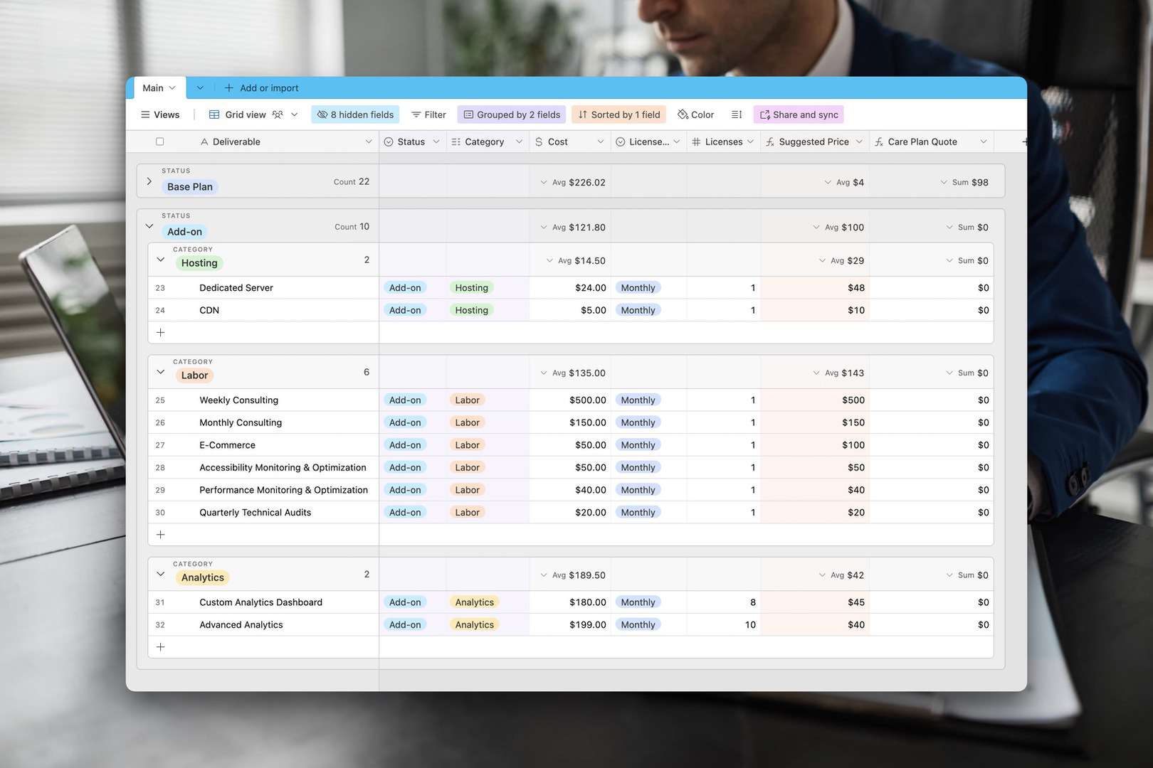 Website care plan add-ons