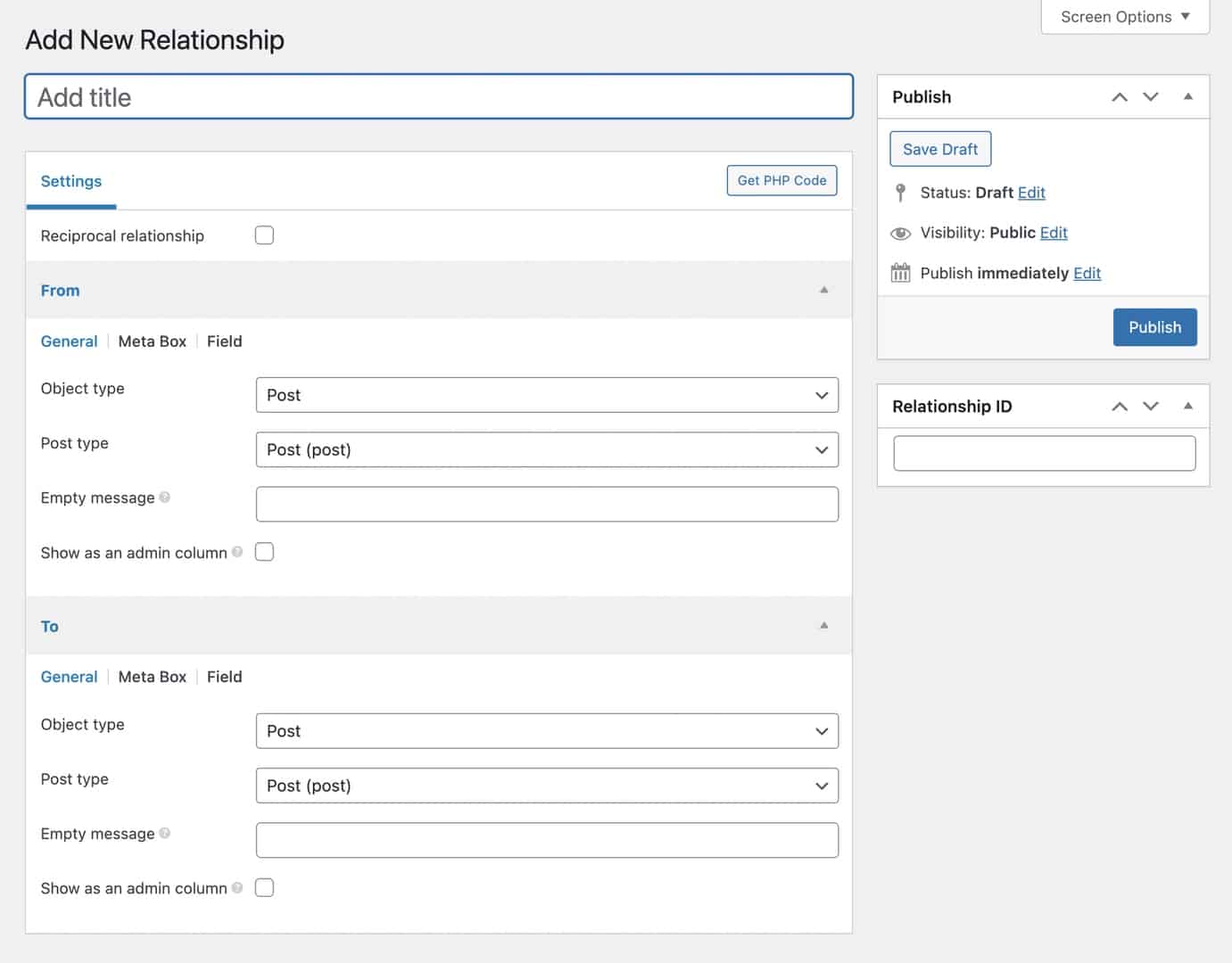 Meta Box New Relationship