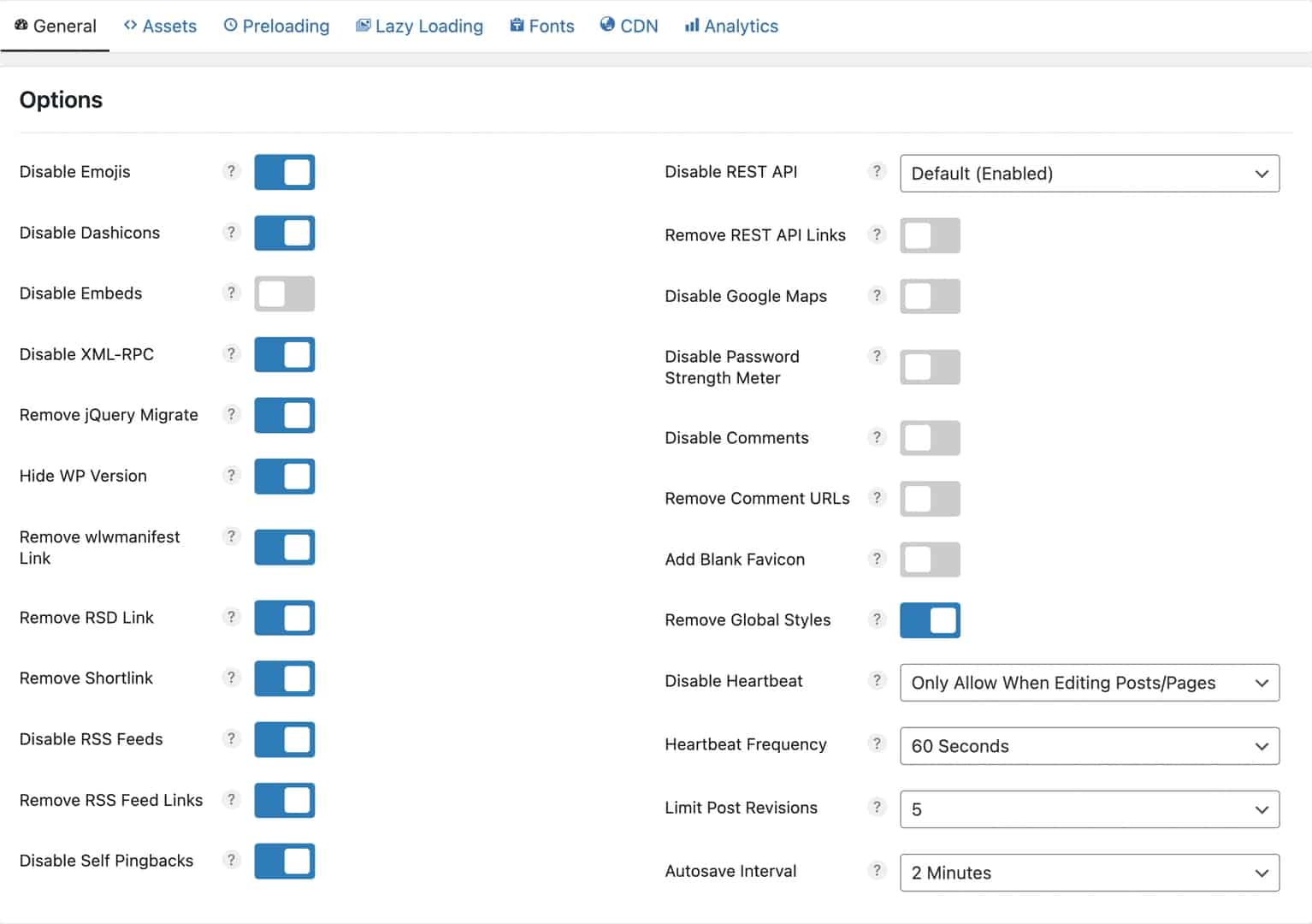 Perfmatters Dashboard