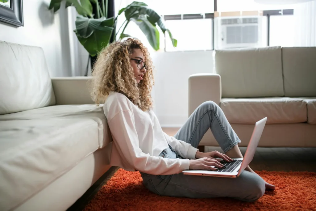 woman using laptop computer