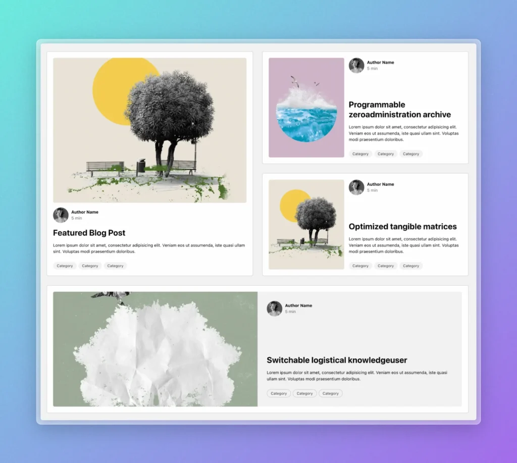 Card design variations based on layout placement