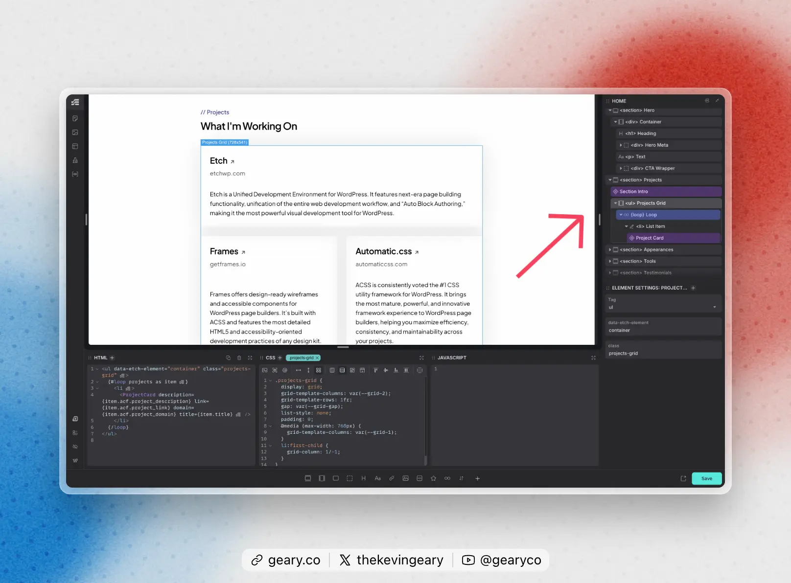 Etch Structure Panel and Canvas