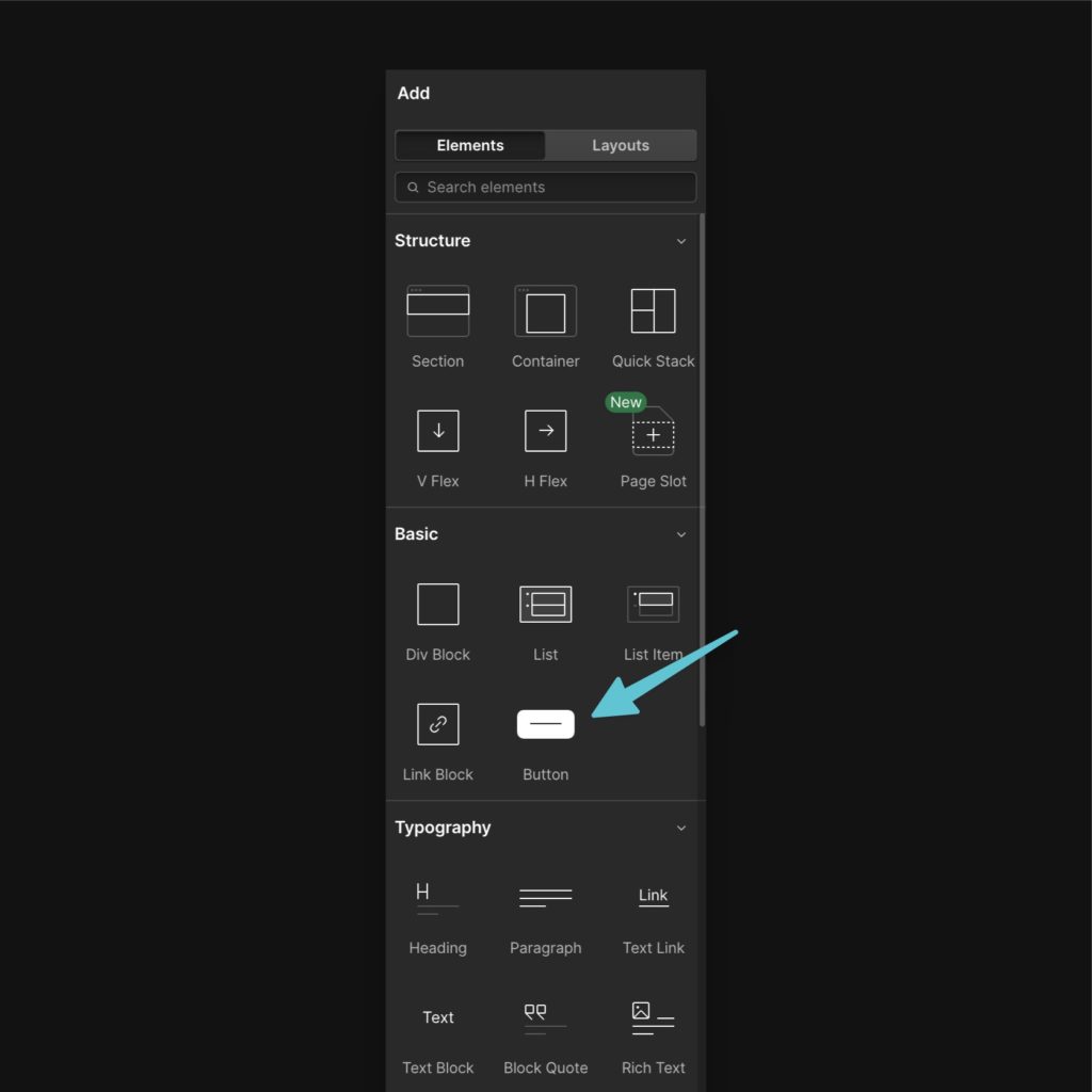 Button element in Webflow