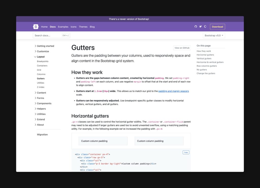 Bootstrap Gutter Docs